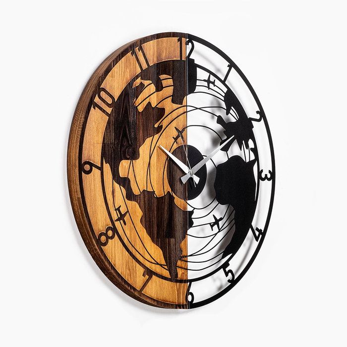 Wallity Reloj de pared World Map en Nogal y Negro